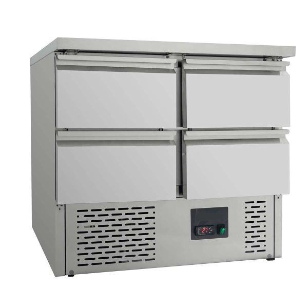 Kühltisch Mini / 2-fach - mit 4 Schubladen, 900x700x850 mm